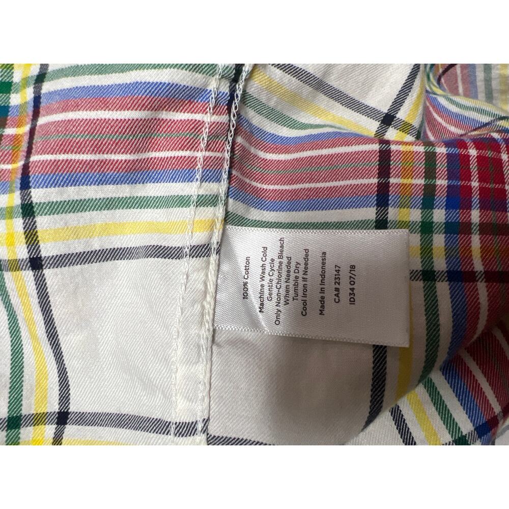 Talbots White Red Blue Plaid Long Sleeve Button Up Blouse Top Large Petite - Picture 5 of 5